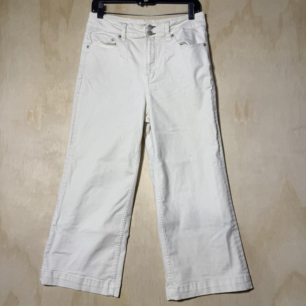 Frye Women's White‎ Cropped Wide Leg Jeans Size 28 High Rise Stretch Denim